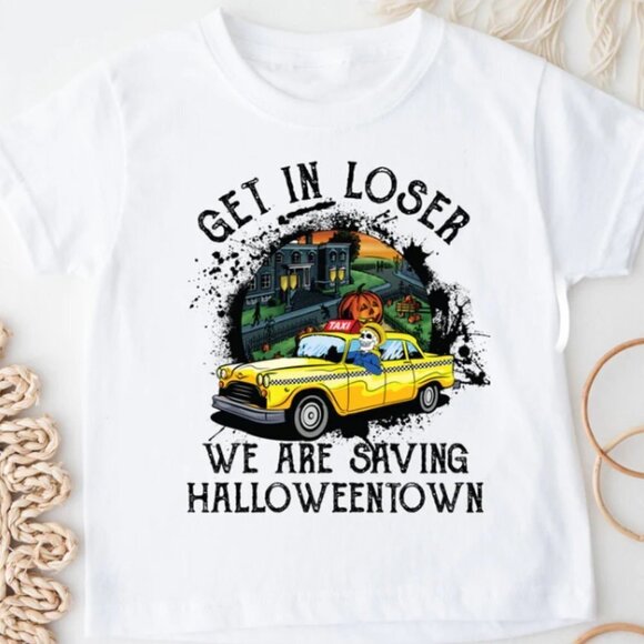Get in Loser We are Saving Halloweentown NEW white short sleeve shirt YOUTH - Picture 1 of 1